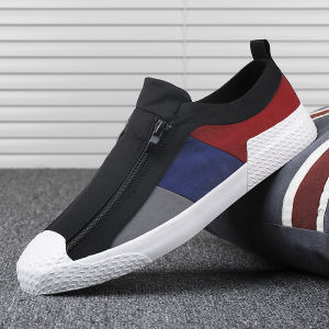 COD Sepatu Santai Sneaker Pria Casual Ritsleting Slop Sepatu Pantofel Cowok Murah Kerja Kantor Ringan Karet Kuliah 158