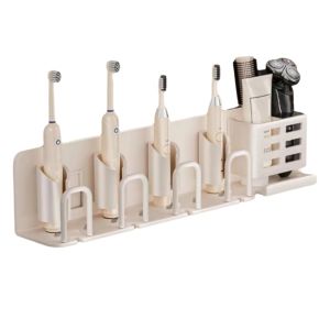 YANGS Waterproof Electric Toothbrush Holder Multi-Functional Self Adhesive Toothbrush Dispenser Universal Draining Toothpaste Storage Rack Electric Shaver