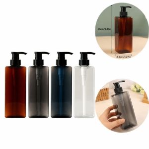 BENYTRO 400/500ml Soap Dispensers Empty Refillable Lotion Pump Bottle  Square Design Shampoo Sub-bottling Bathroom Home Use