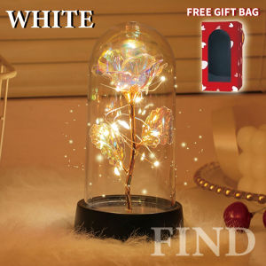 FIND Artificial Rose Flower Glass Cover LED light Dome Eternal Rose Flower Bouquet Valentines Day Gift holiday Gift