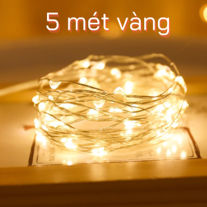 dây đèn led đom đóm dài 1/2/3 mét màu vàng có sẵn pin  đèn led trang trí decor giá rẻ