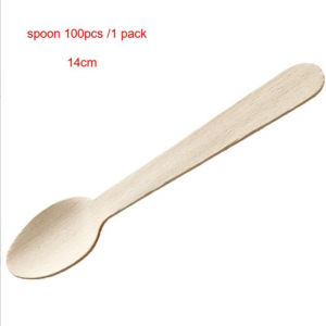 100pcs Mini Wooden Utensils Dessert Spoon Dessert Fork Wooden Spoon Fork Disposable Utensils