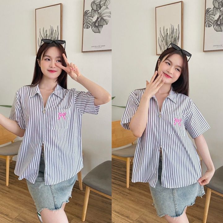 ⚡️เสื้อเชิ้ตซิปหัวใจ ผ้าชิปปี้ #FF04 | Lazada Thailand
