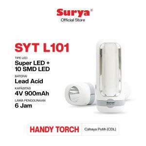 Surya Lampu Emergency SYT L101 Light LED 10 SMD + Senter Super LED 1W Rechargeable