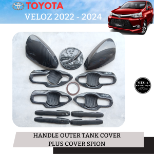 Paket Handle Outer Tank Cover Plus Cover Spion Mobil Veloz 2022 - 2024 Carbon All Variant