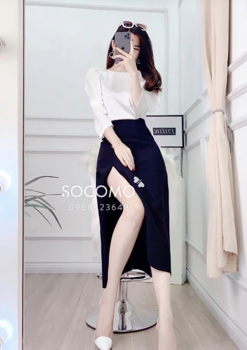 Chân váy jean dài xẻ tà CHERRY lưng cao phong cách Hàn Quốc, Chân váy bò nữ dài  xẻ sau cạp cao dáng ulzzang T082 - Tìm Voucher