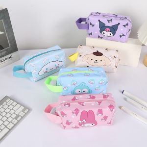 Sanrio Women Makeup Bag Kuromi Melody Cute PU Toiletries Cosmetic Organizer Zipper Bag Travel Wash Pouch Female Make Up Bags