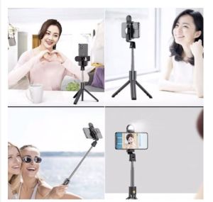 Tripod Tongsis Bluetooth Remot Selfie Stick LED with Fill Light Tripod