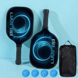 Family Cartoon Pickleball Paddle Set 2 Rackets 4 Balls Carry Bag Lightweight Casual Outdoors Play