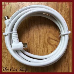 [The Cici Shop] 2M Metre Right Angle Angled RF TV Aerial Lead Cable Male to Coax Coaxial White
