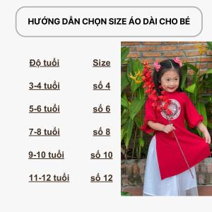 Áo dài đỏ ngày tết cho bé phối phụ kiện- B01 KHANH LINH STYLE
