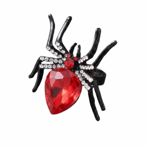 GONOVO STUDIO Animal Open Ring Insects Rhinestone Finger Ring Exaggerated Punk Spider Ring Girl
