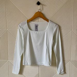 Atasan kerah kotak lengan panjang wanita/square neck top/pakaian wanita spandek rayon/crop top OB 08