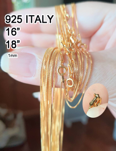 🤣🗨สร้อยคอเงิน925ITALYยาว16"/18""ชุบทองคำ18Kแท้ๆสินค้าเหลือจากส่งออก