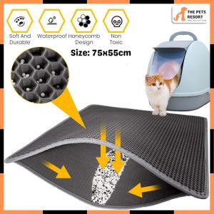 Double Layer Non-slip Cat Pad Pet Cat Litter Mat Waterproof Trapping Mat 75x55CM