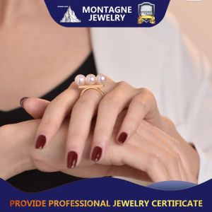 Montagne Jewelry Japan Akoya Top Grade Seawater Pearl Ring 18K Pure Gold Fine Jewellery Elegant Ring