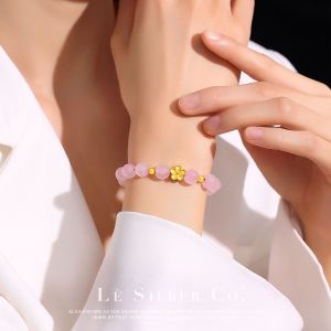 Le Silber Co. S925 Sterling Silver - Blossom Beginnings Purple Clear Pink Crystal Bracelet