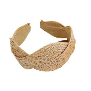 Wide Brimmed Straw Headbands With Textured Braid Pattern Soft Solid Color Headpiece Elegant For Office Gatherings Festivals