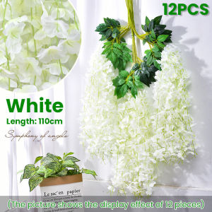 110cm/PCS wisteria artificial flower wreath fake plant leaves DIY hanging rattan family party wedding decor