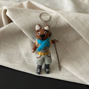 DINAH Mouse King Wool Felt Animal Pendant Mountain Climbing Bear Mushroom Umbrella Fairy Tale Style Keychain Cute Jellyfish Nepal Felt Keyring Bag Charms