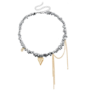 Delicate Heart Tassels Necklace Featuring Unique Irregular Beads Sophisticated Neckchain For Stylish Occasions