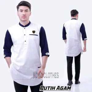baju Koko lengan 3/4 kombinasi pria dewasa bahan katun premium