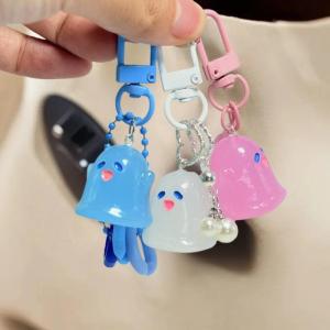 LYM Halloween Ghost Keychain Cartoon Resin Keyring Phone Backpack Pendant Car Key Ring
