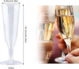 【Local Stock】 50pcs， disposable champagne glasses plastic goblets transparent plastic champagne glasses