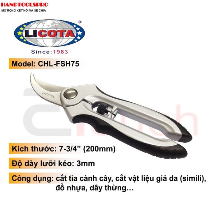 Kéo Cắt Cành 8 inch (200mm) Mỏ Cong, Cán Anilmon Licota -CHL-FSH75 ...