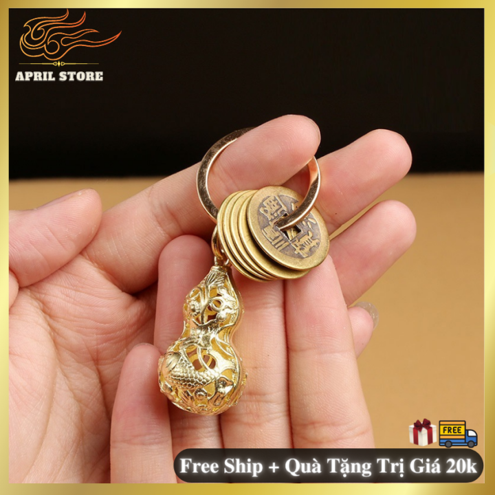 Móc Khóa Phong Thủy Bằng Đồng - Mặt Dây Chuyền - Ngũ Hoàng Tiền Nhiều Họa Tiết - May Mắn - Tài Lộc