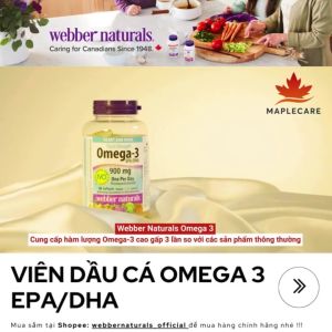 [Chính hãng Tem Cty] Viên Uống Omega-3 Webber Naturals Triple Strength 900mg EPA/DHA (80 &120 Viên) - -Hỗ trợ chức năng não: Ngăn ngừa suy giảm trí nhớ và hỗ trợ chức năng não khỏe mạnh.  -Chống lão hóa: Làm chậm quá trình lão hóa và hỗ trợ hồi phục các t
