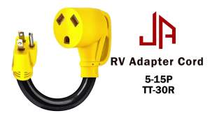 RV Power Adapter 12 Inch 30Amp Female to 15 Amp Male Pigtail RV Adapter 125V 1875W Heavy Duty 10 AWG Wire Size UL ETL Listed RV Generator Adapter for Connecting Rvs Evs