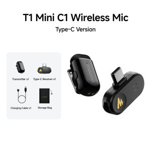 Maono T1 mini Wireless Lavalier Microphone AI Noise Cancelling Microphone Mini Mic with Maono Link App and 4 Levels Noise Reduction for Smart PhoneVloggingLive Streaming