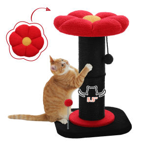 Flower Small Cat Tree Cat Scratching Post for Indoor with Super Thick Natural Sisal Post Pink Stable Removable Perch Mat Balls