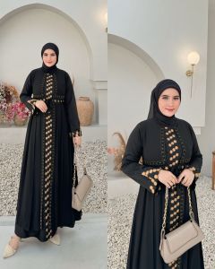 ZIFA FASHION // COD // ARABIAN GAMIS HITAM ALLANOOR TERBARU // ARABIAN GAMIS JERSI MIX CRUTY AKSEN BORDIR READY SIZE M L XL XXL // ARABIAN GAMIS TURKI MODIS // *NF
