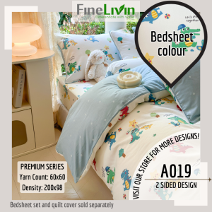 FineLivin Premium Junior Cotton Bedsheet Set (Quilt Cover Sold Separately)-360° Elastic Breathable Chemical-Free