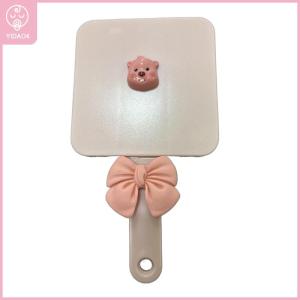 【YIDAO4】 Portable Pink Loopy Makeup Mirror With Comb Cartoon Quadrate Handle Cosmetic Mirror For Girl Gift Cosmetic Tools Vanity Miror