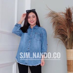 NANDO NAURA TUNIK / TUNIK JEANS // TUNIK MURAH // TUNIK WANITA // LONG TUNIK GAMIS NAURA DENIM JEANS FASHION KEKINIAN 037