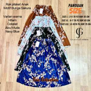 Rok Plisket Cherry Anak Variasi Tali Usia 3-12 Tahun by Faiz Collection / Rok Anak Bunga Cherry
