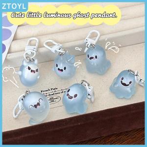 ZTOYL Halloween Luminous Ghost Key Chain Cartoon Jelly Doll Phone Pendant Headphone Case Charm Bag Decor Car Key Ring