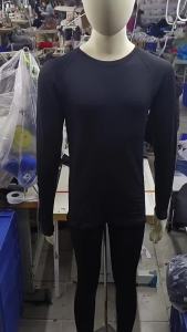 AE Mens fleece-lined tight-fitting suit for winter running thickened base layer fitness wear elastic warm and quick-drying