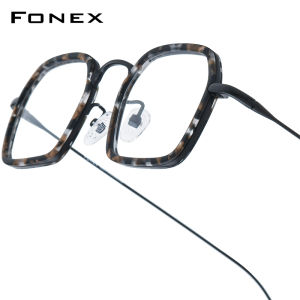 FONEX Acetate Titan Gọng kính phụ nữ 2025 thời trang mới thiết kế thương hiệu Retro Kính Tròn Nam cổ điển Nhật Bản siêu nhẹ kính mắt cho mắt 85844