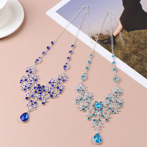 LYM Wedding Party Necklace Earring Set Flower Water Drop Necklace Bridal Wedding Jewelry Accessories