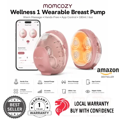 Momcozy Air 1 Wearable Breast Pump Ultra-Slim Hands-Free Wireless Charging Case Top-View Visible App Auto Mode Switch Milk Tracking &amp Full Alerts 180ml 6oz