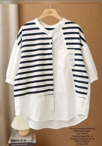 KEMEJA KOMBINASI HITAM PUTIH STYLE BANGKOK 8177