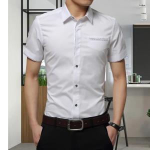 2026 Summer New Mens Shirt Brand Luxury Men Cotton Short Sleeves Dress Shirt Turn-down Collar Cardigan Shirt Men Clothes