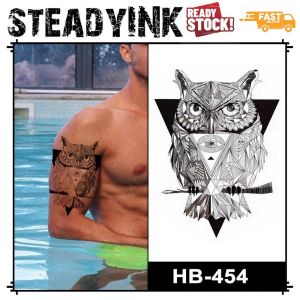[𝚂𝚝𝚎𝚊𝚍𝚢𝙸𝙽𝙺] Temporary Tattoo Sticker Waterproof Tatu Pelekat | Owl | Make up Carnival Event Festival Party |