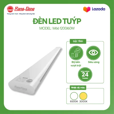 Bộ đèn LED Rạng Đông chính hãng M66 1200/60W Thiết kế tối ưu Tiết kiệm năng lượng Tuổi thọ cao