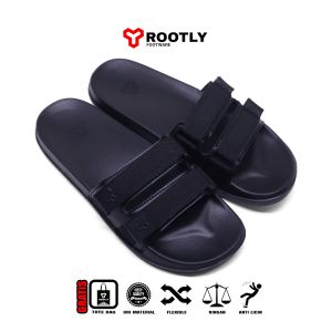 Rootly - Sandal Pria Webing White Motif Trendy Hits