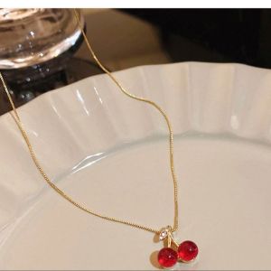 GL Korean fashion Red Cherry Cute Versatile Necklace N7089